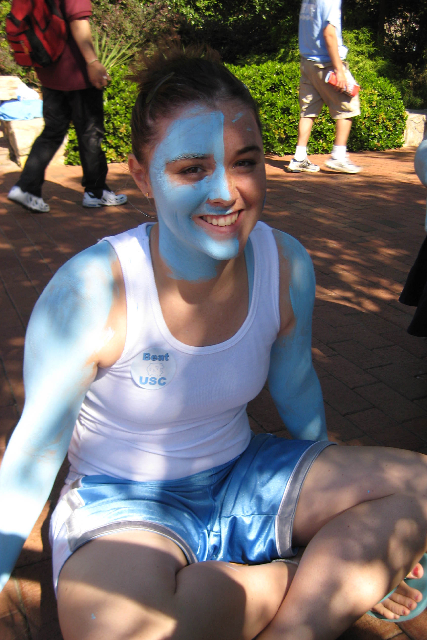 Painting up for a Carolina football game, as I did for nearly every game my freshman year. 
