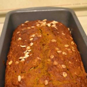 This pumpkin oatmeal bread (lightened up with oatmeal and whole wheat flour) is delicious and easy to make!