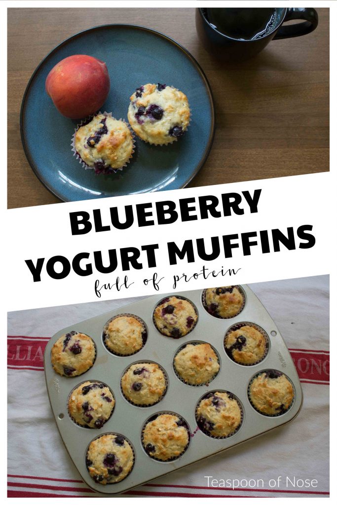 Craving muffins but trying not to go overboard? Try these protein-packed blueberry yogurt muffins!  | Teaspoon of Nose