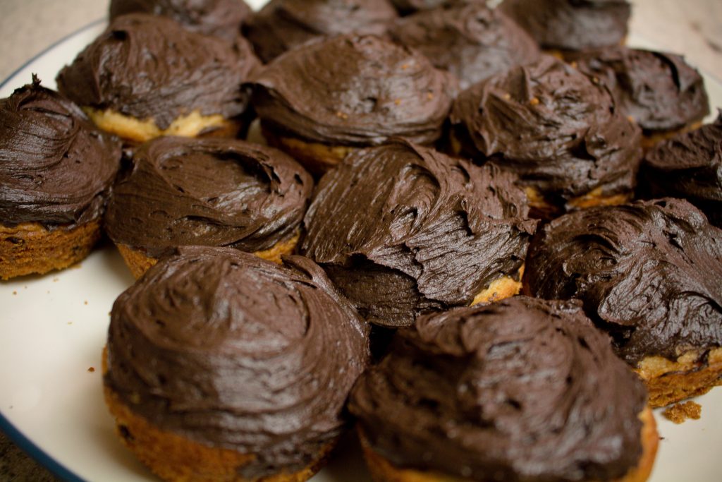 Chocolate chip cupcakes with dark chocolate frosting will satisfy any chocolate craving! 