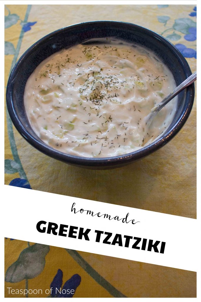 Homemade tzatziki makes for super easy appetizer dip or the perfect accompaniment to grilled meat! | Teaspoon of Nose