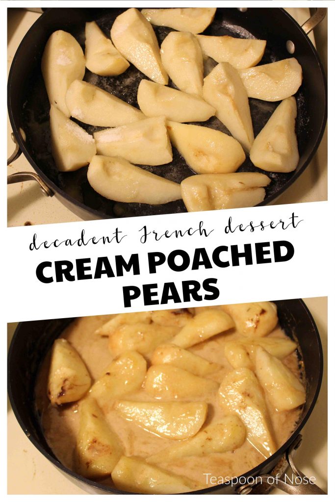 These creamy poached pears will impress any dinner guests and are irresistible!  | Teaspoon of Nose