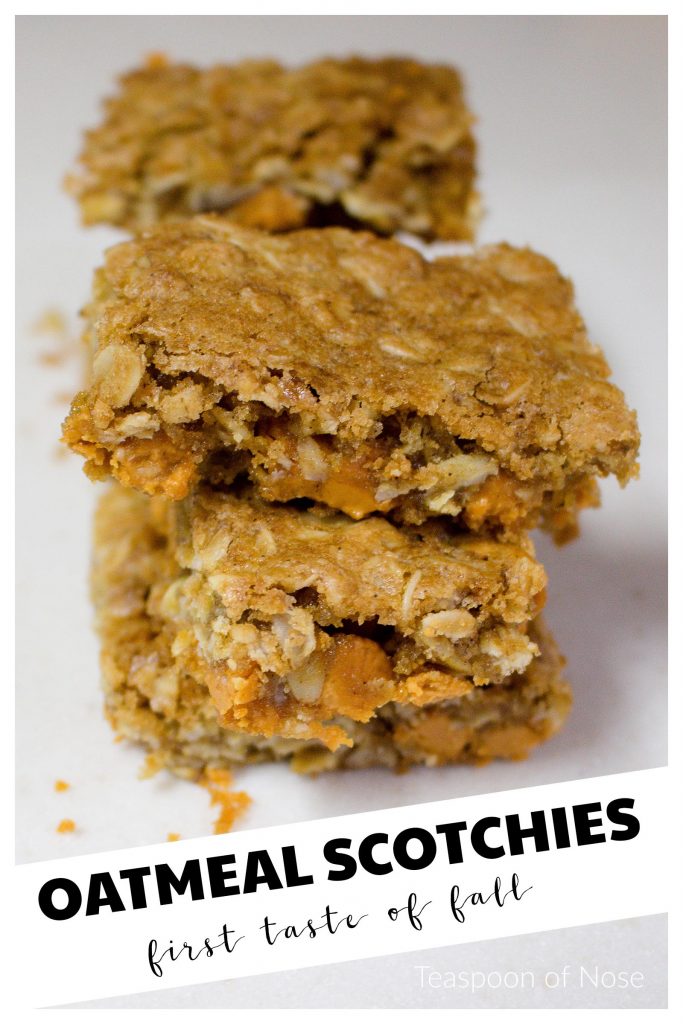 Oatmeal Scotchies are the perfect dessert for fall baking, hosting, or kid-friendly activities! | Teaspoon of Nose 