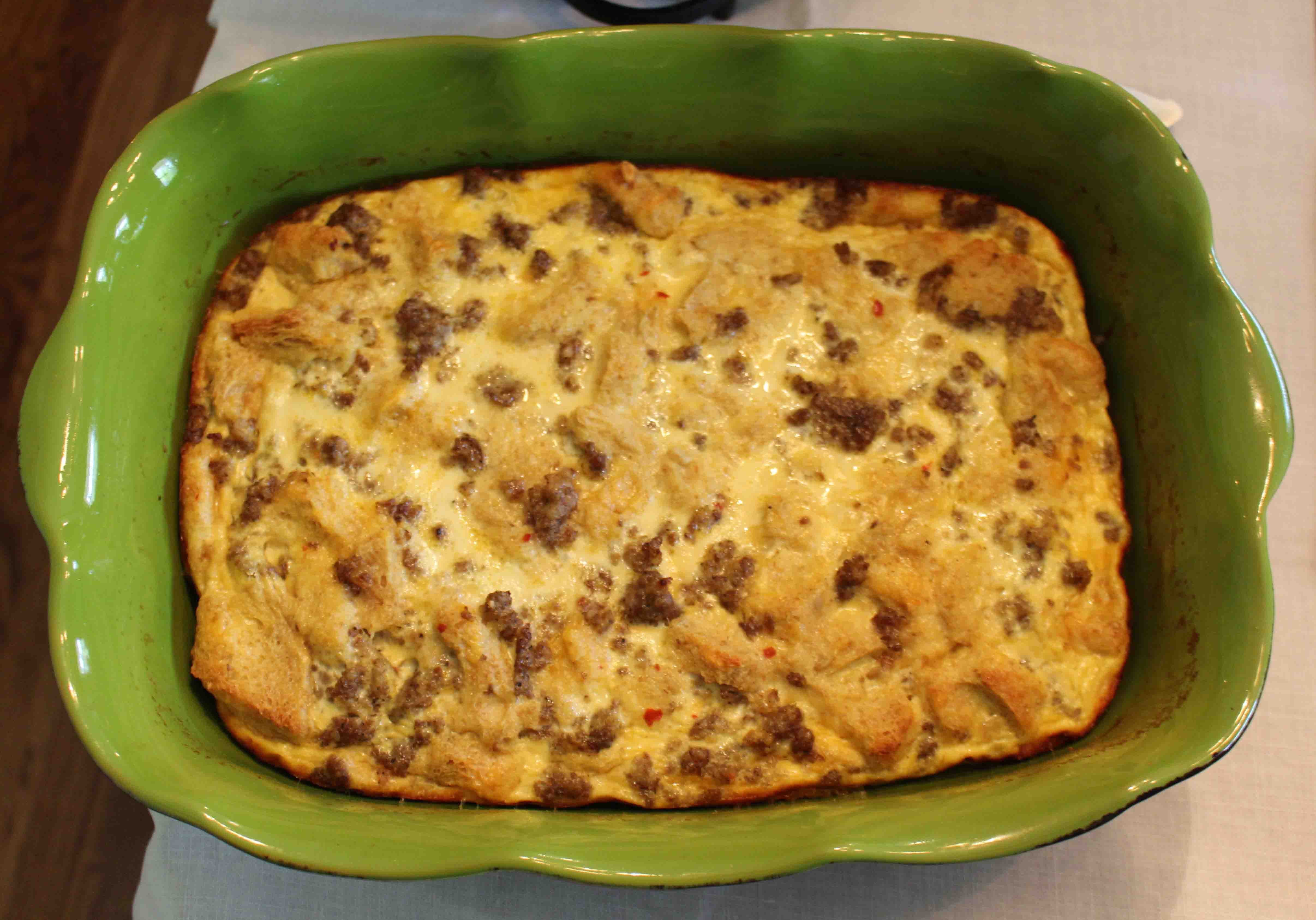 Make this sausage egg casserole the night before, so all you have to do is bake and you've got gourmet breakfast!