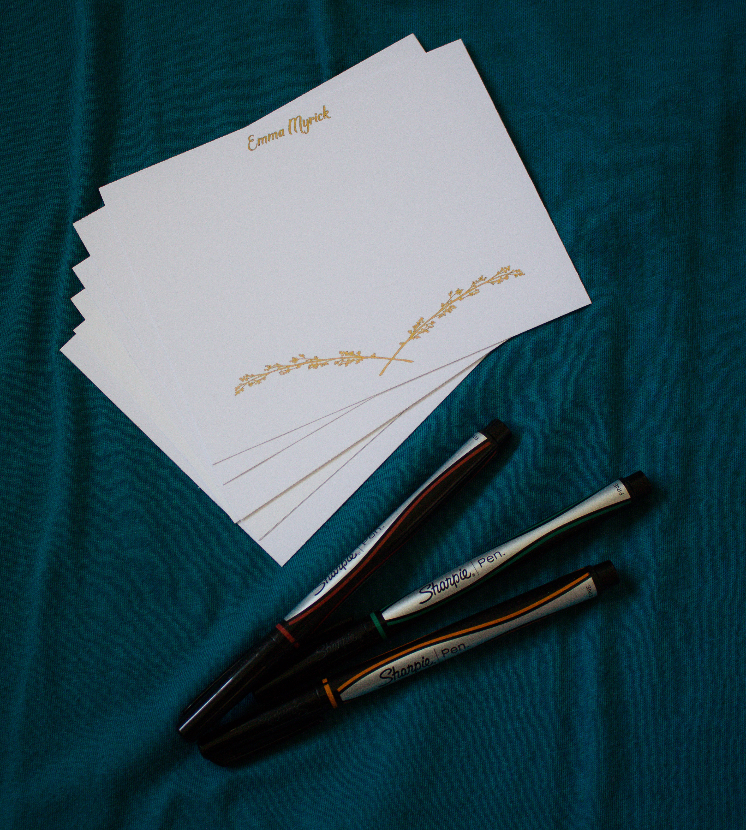 Golden branch stationery, customized by Teaspoon of Nose