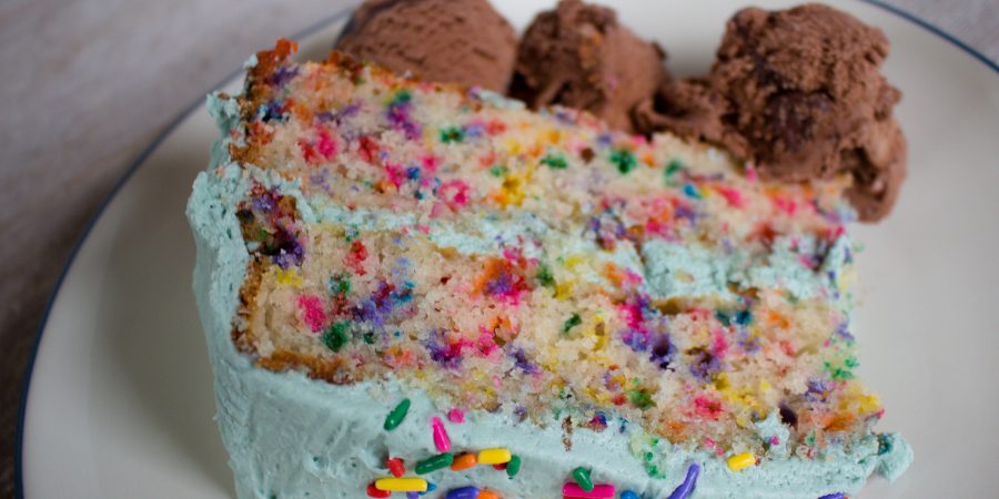 Homemade funfetti cake is even better than the box and perfect for a celebration! | Teaspoon of Nose
