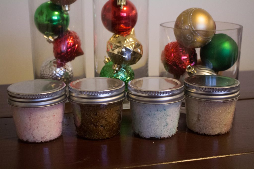 These holiday sugar scrubs are a five-minute kid-friendly DIY and make fantastic seasonal gifts with ingredients you already have in your home! | Teaspoon of Nose