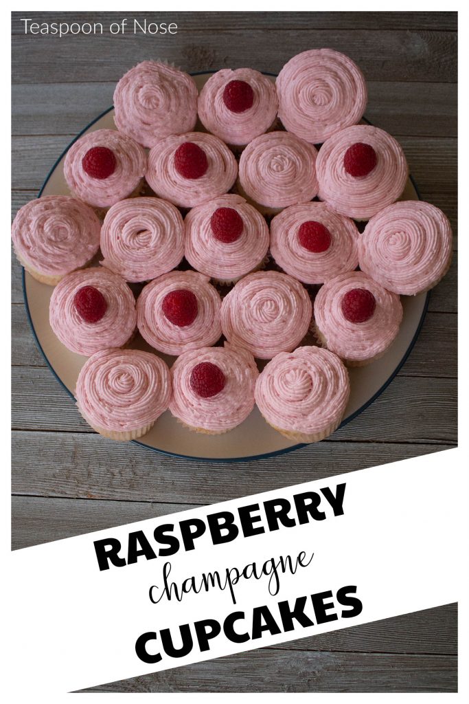 Raspberry Champagne cupcakes are light and fluffy, with champagne in both cupcakes and frosting and a zing of fresh raspberries to top it off! Bet you can't eat just one... 