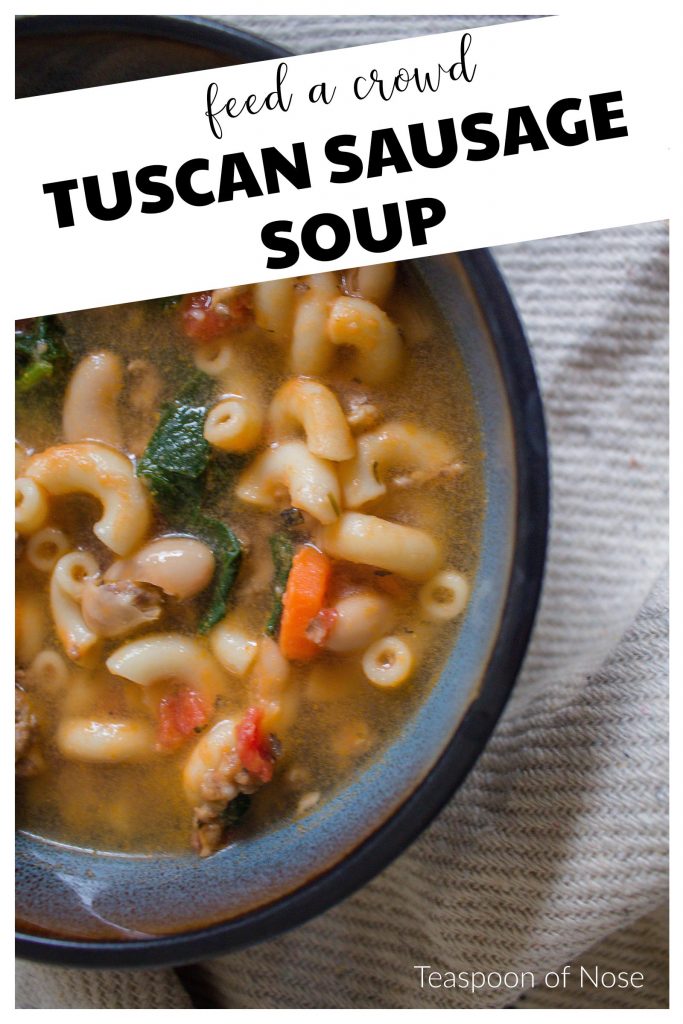 Tuscan Sausage Soup is hearty, delicious, and will feed an army!!