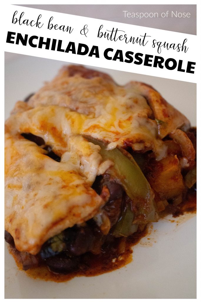 Black bean & squash enchilada casserole gives all the best parts of enchiladas in vegetarian form!