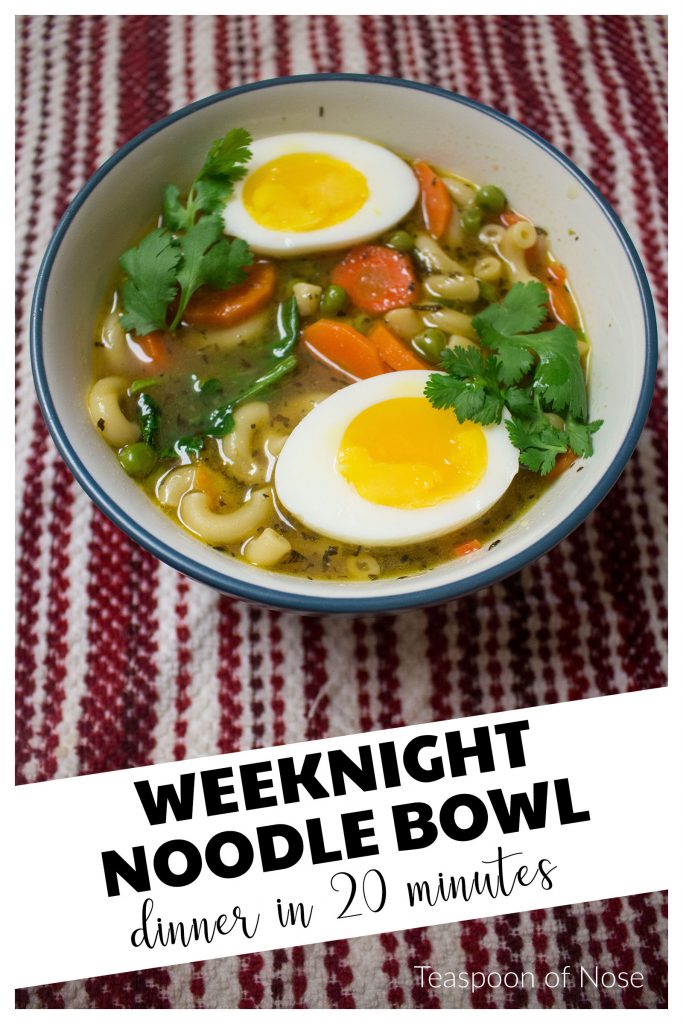 Weeknight noodle soup makes the perfect easy dinner option when you don't know what to cook! 