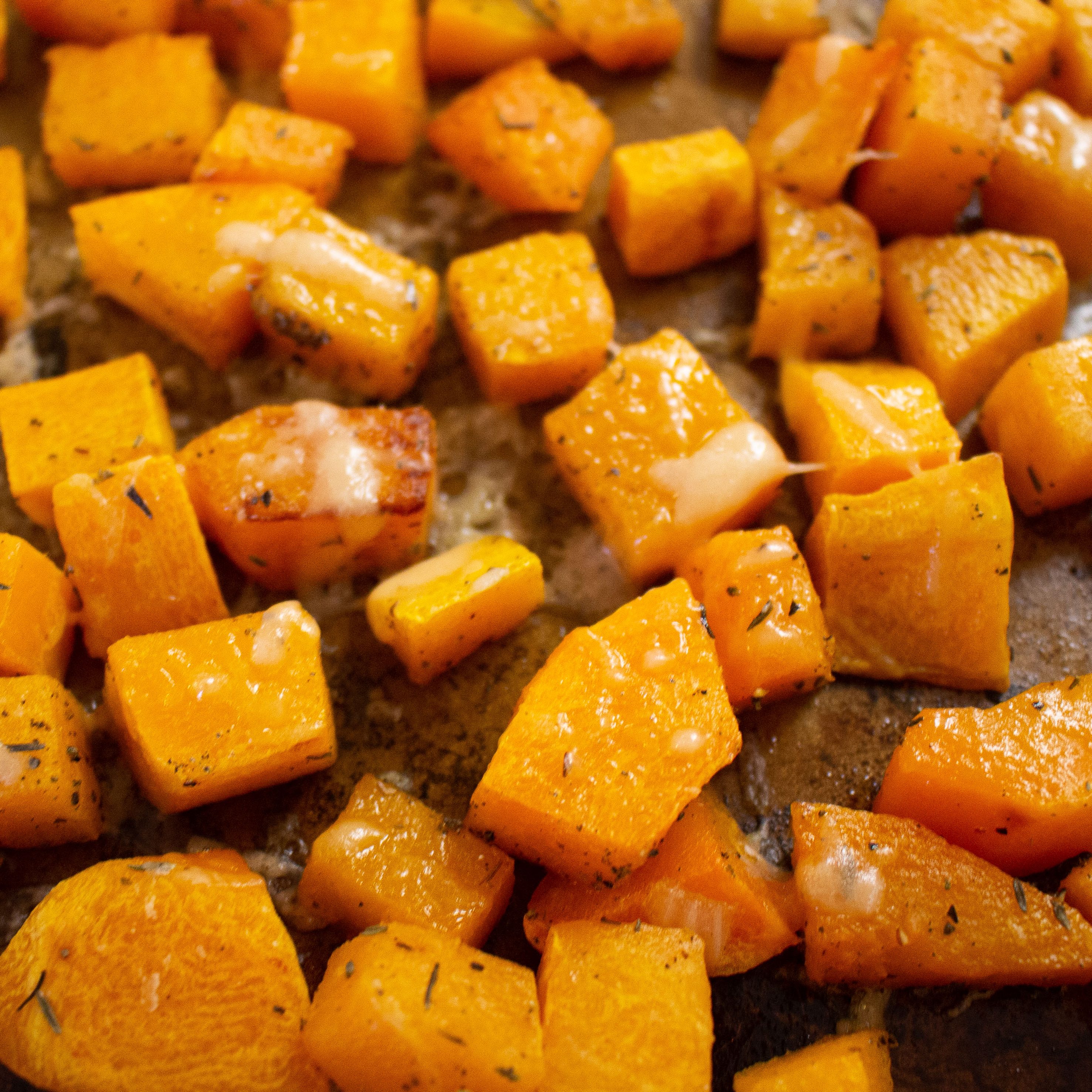 Parmesan Roasted Butternut Squash is tasty enough for Thanksgiving but easy enough for a weeknight