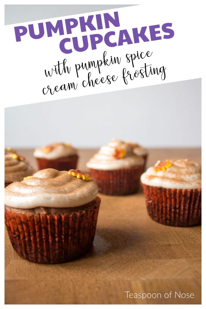 Pumpkin cupcakes are moist, packed with pumpkin flavor, and topped with a spiced cream cheese frosting! 
