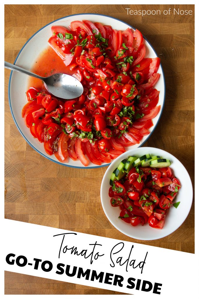 Tomato salad comes together in five minutes and will be your next no-cook summer staple!