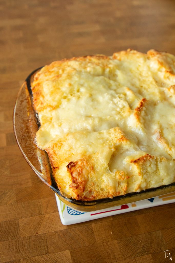 Cheese strata makes a great breakfast option for holidays when you've got a house full of people or hosting an at-home brunch!
