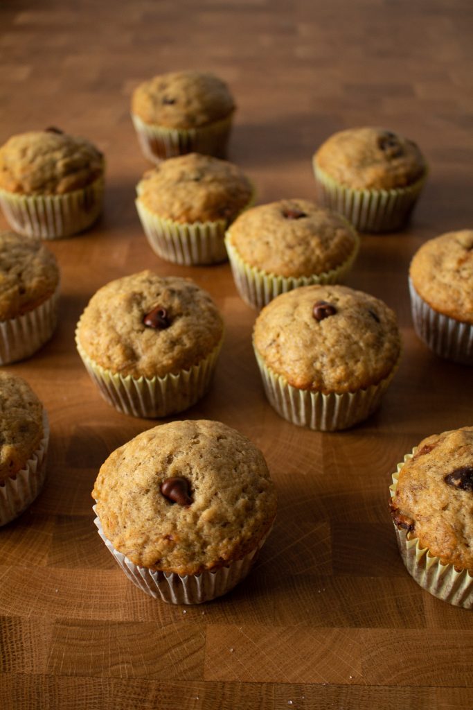 These are a lightened-up on the classic: banana chocolate chip muffins make a fantastic breakfast or snack! | Teaspoon of Nose