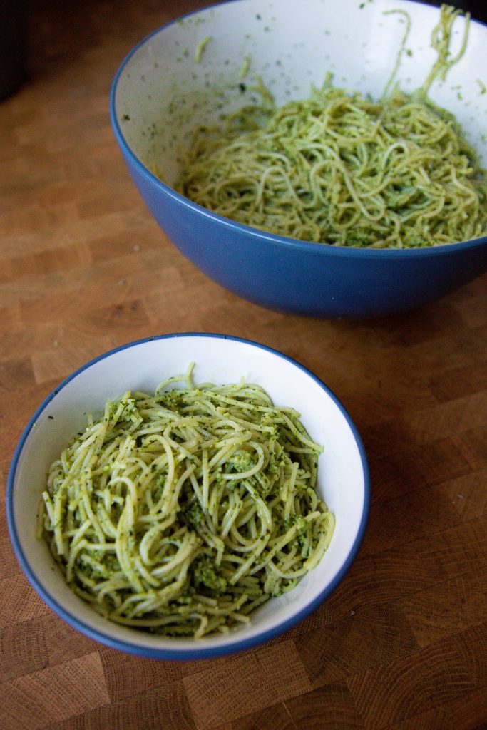This quick and classic basil pesto tastes good on everything, and comes together in five minutes! | Teaspoon of Nose