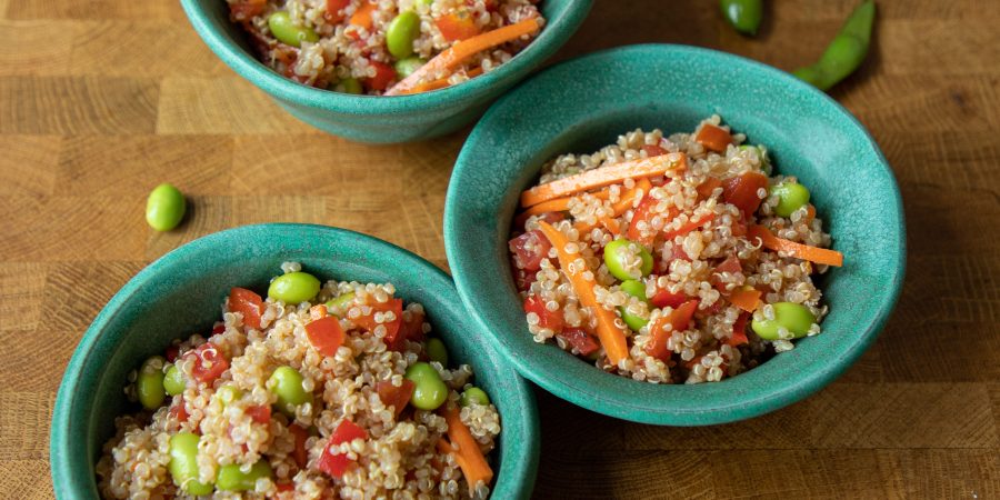 Now that we're all getting outside, seeing people, and jumping into summer, it's time for quinoa and edamame salad! | Teaspoon of Nose
