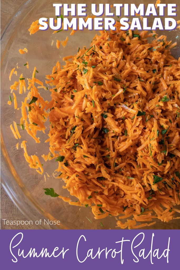 This summer carrot salad has the perfect zing to get you out of a salad rut! It's easy to make and pairs well with whatever you've cooked up! | Teaspoon of Nose