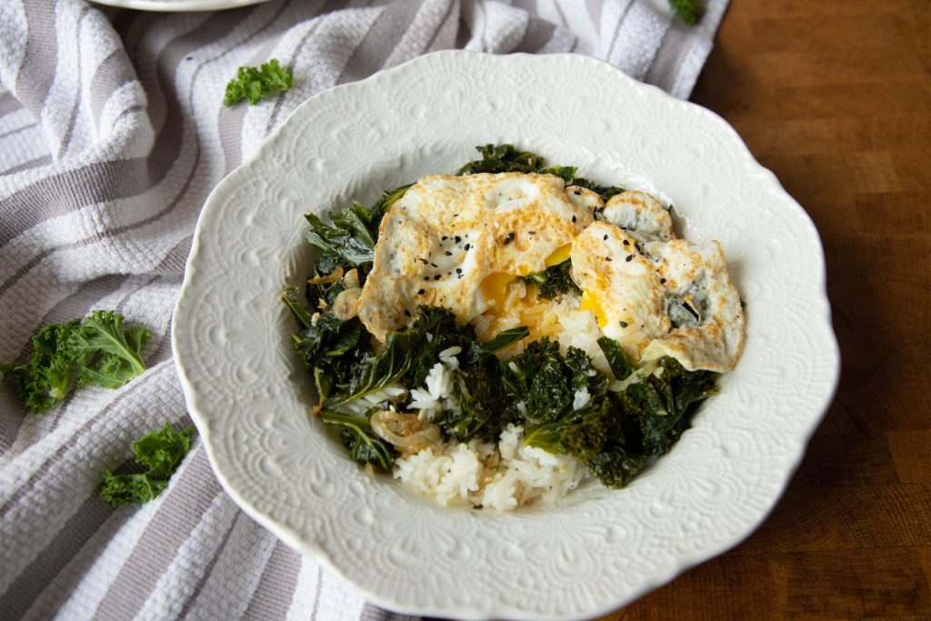 Kale rice bowls are the perfect weeknight dinner when you want a healthy and easy meal!